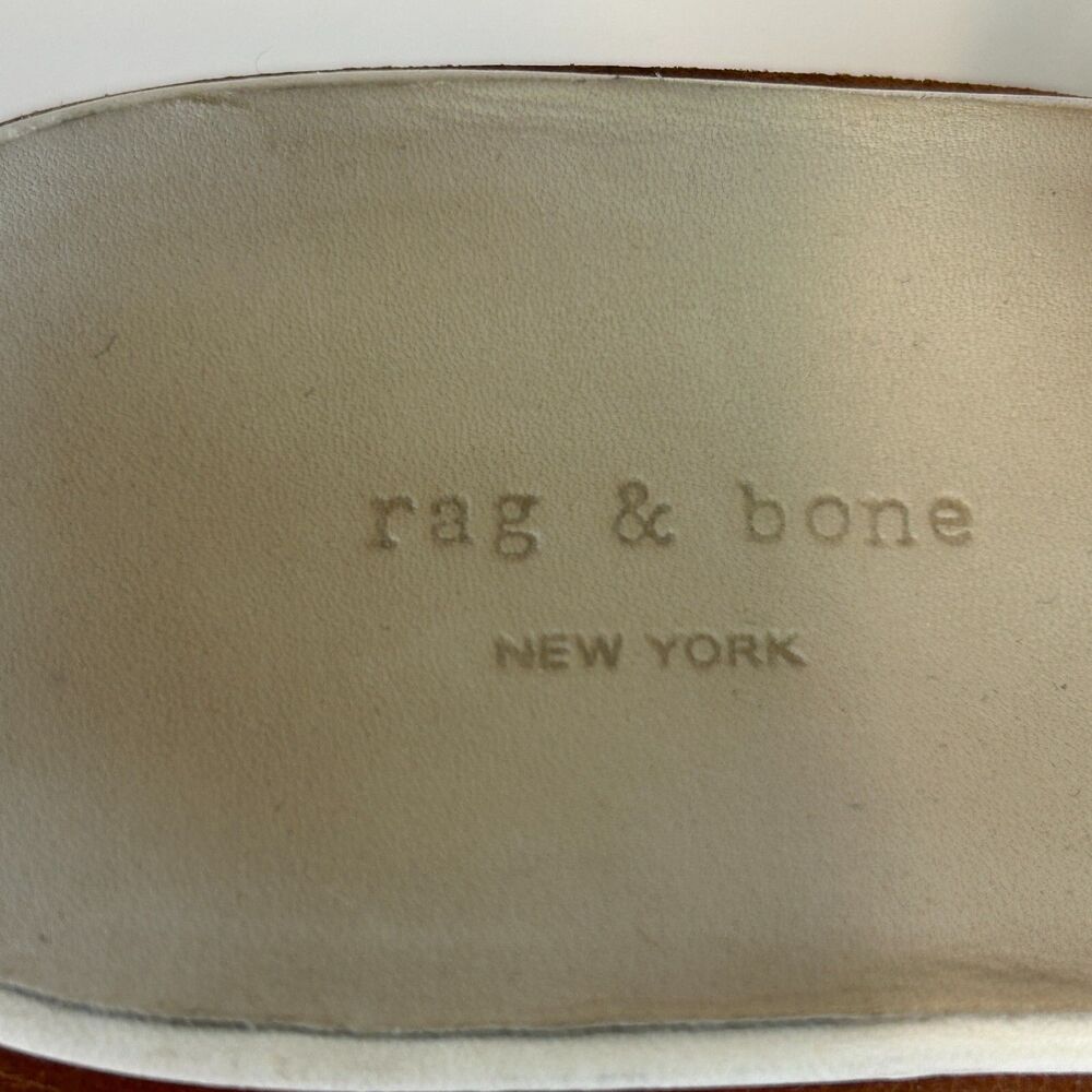Rag & Bone Wyatt Block Heel Open Toe Leather Sandal Ivory Woven Buckle Sz 38.5 8 - Picture 7 of 12